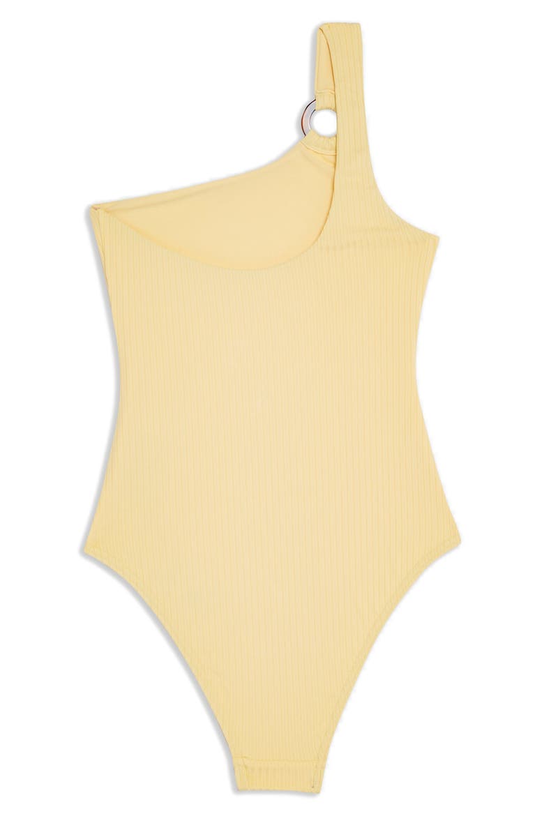 Ribbed One-Shoulder One-Piece Swimsuit, Alternate, color, YELLOW