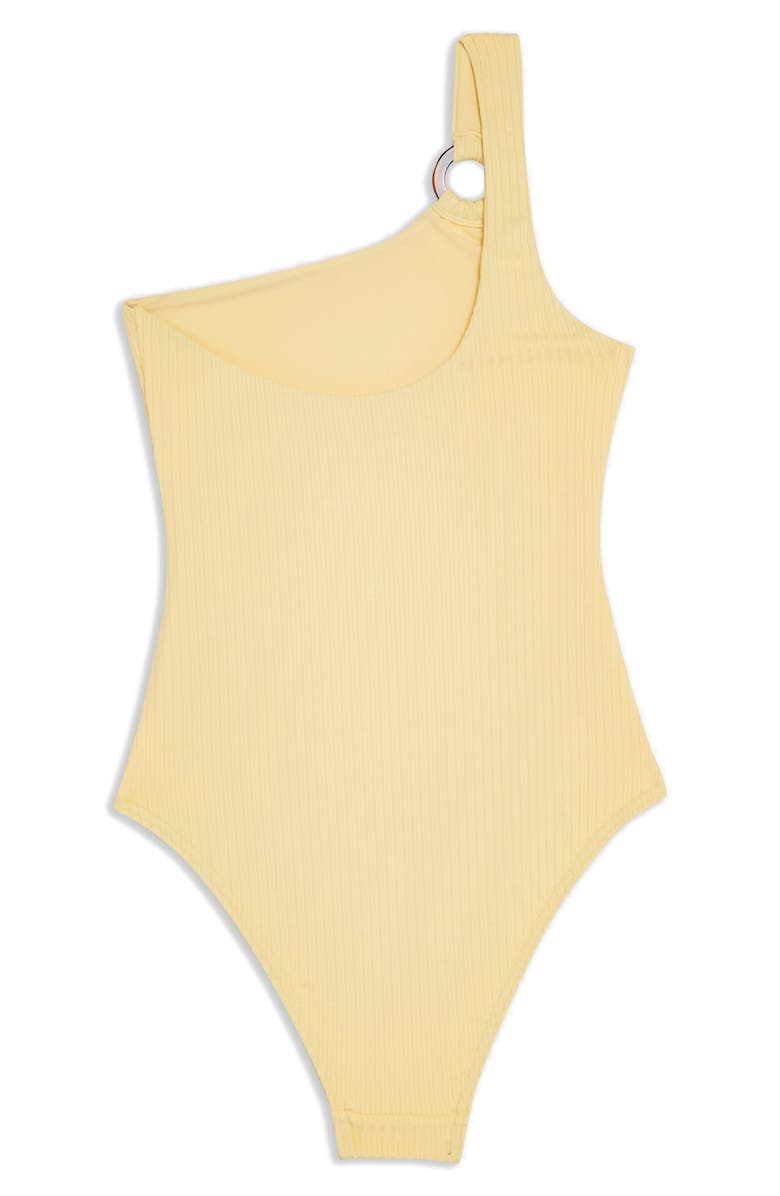 Topshop Ribbed One-Shoulder One-Piece Swimsuit, Alternate, color,