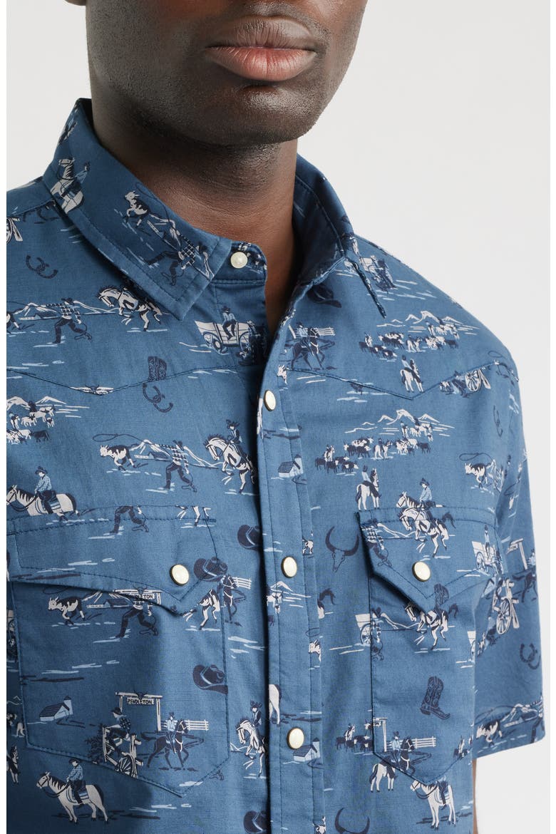Laramie Short Sleeve Snap-Up Western Shirt, Alternate, color, COWBOY BLUE