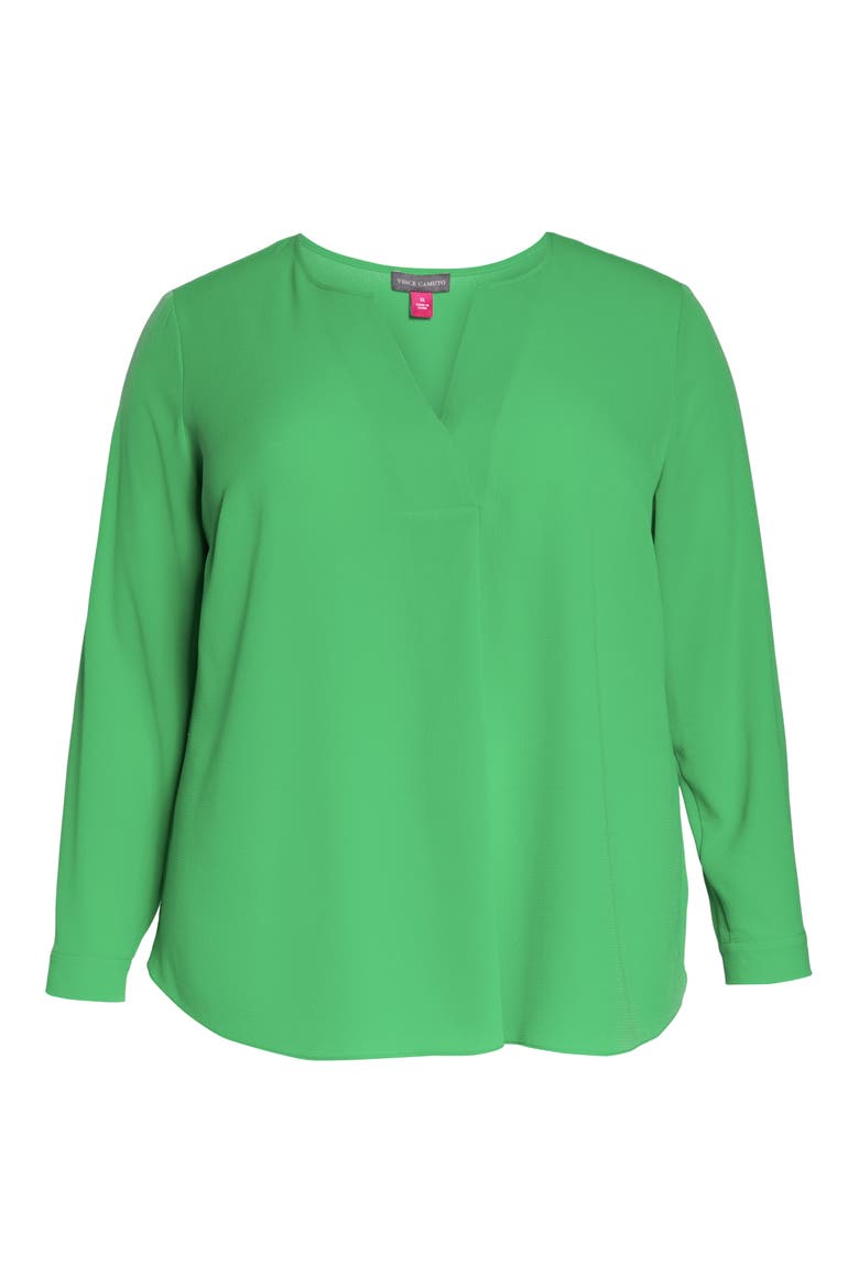 Soft Texture Split Neck Tunic, Alternate, color, EMERALD LEAF