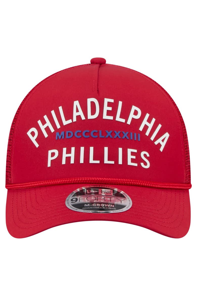 Men's New Era  Red Philadelphia Phillies Minimalist 9FORTY A-Frame Adjustable Hat, Alternate, color, Red