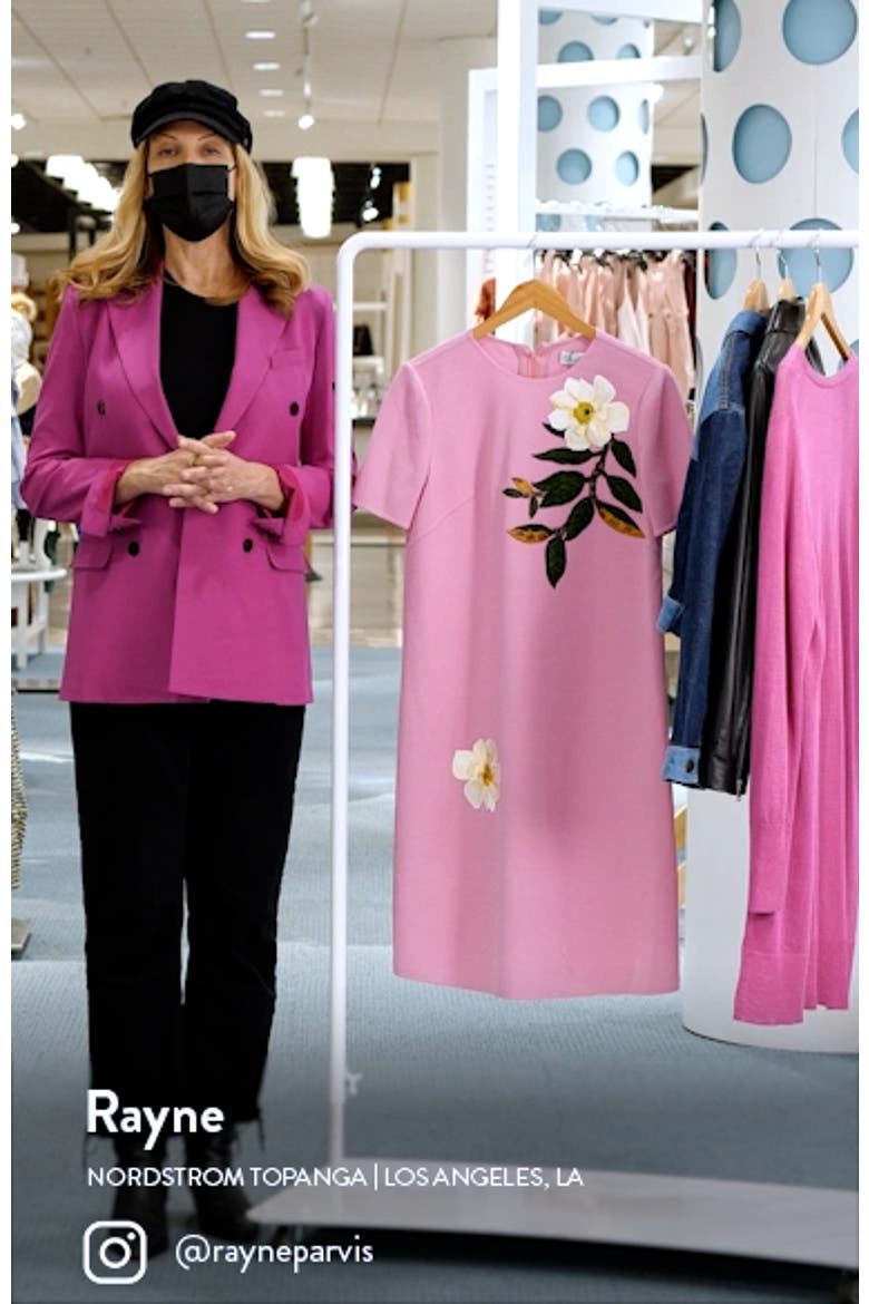 Magnolia Embroidered Stretch Wool Shift Dress video