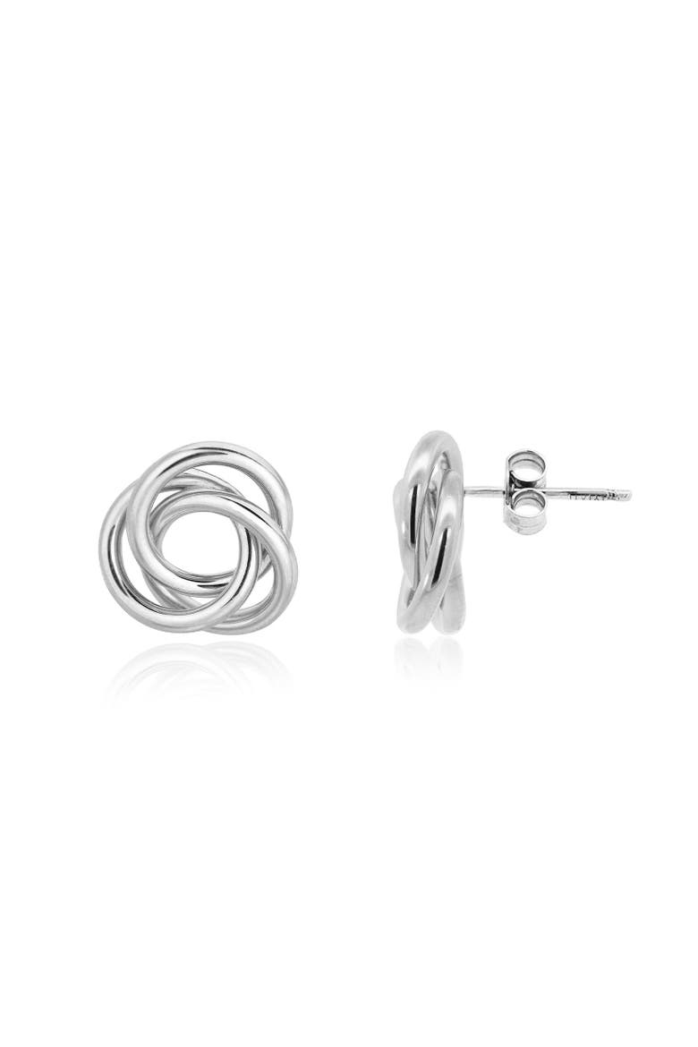 Loopy Knot Stud Earrings, Main, color, Sterling Silver