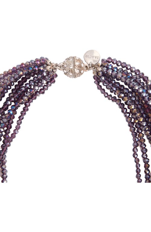 Saachi Multi Strand Bead Necklace In Purple