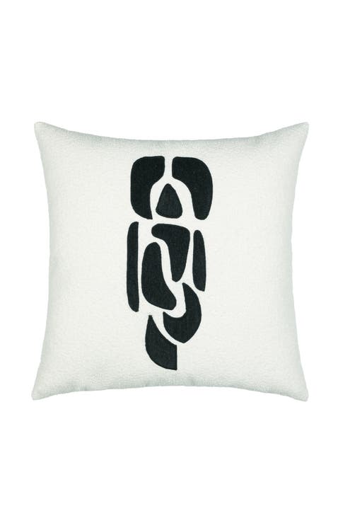 Resonate Hand Applique Velvet & Boucle Indoor & Outdoor Woven Accent Pillow