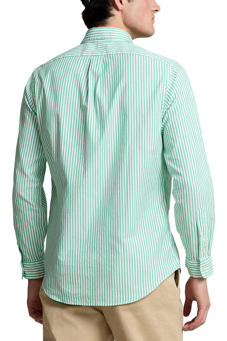 Stripe Stretch Cotton Oxford Button-Down Shirt, Alternate, color, CABO GREEN/ WHITE