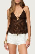 EDIKTED Open Knit Babydoll Halter Top