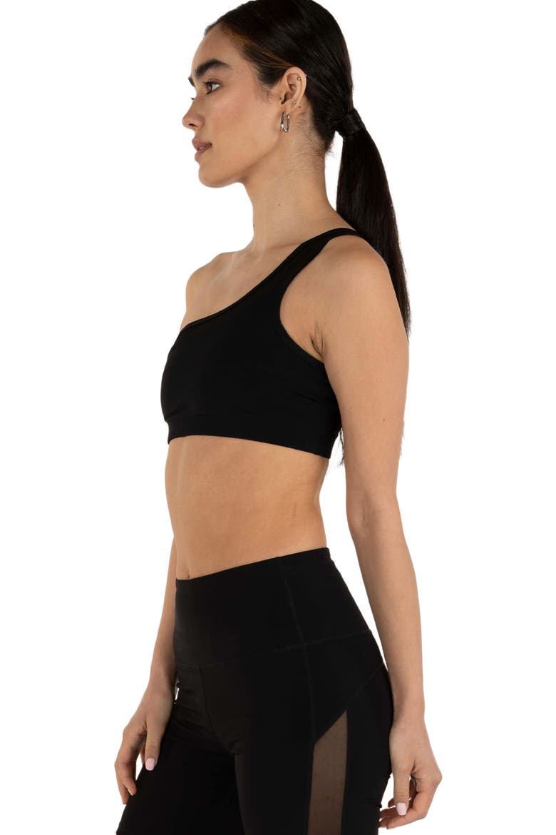 On Duty Mesh One Shoulder Silkiflex Bra, Alternate, color, Midnight Black