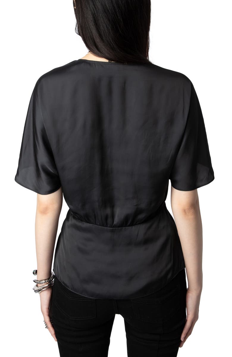 Zadig & Voltaire Thodri Plunge Neck Satin Top, Alternate, color, 
