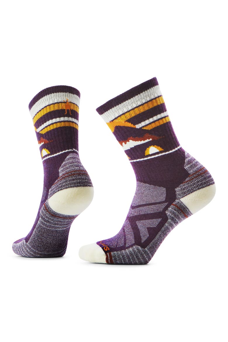 Mountain Moon Hike Light Cushion Crew Socks, Main, color, PURPLE IRIS