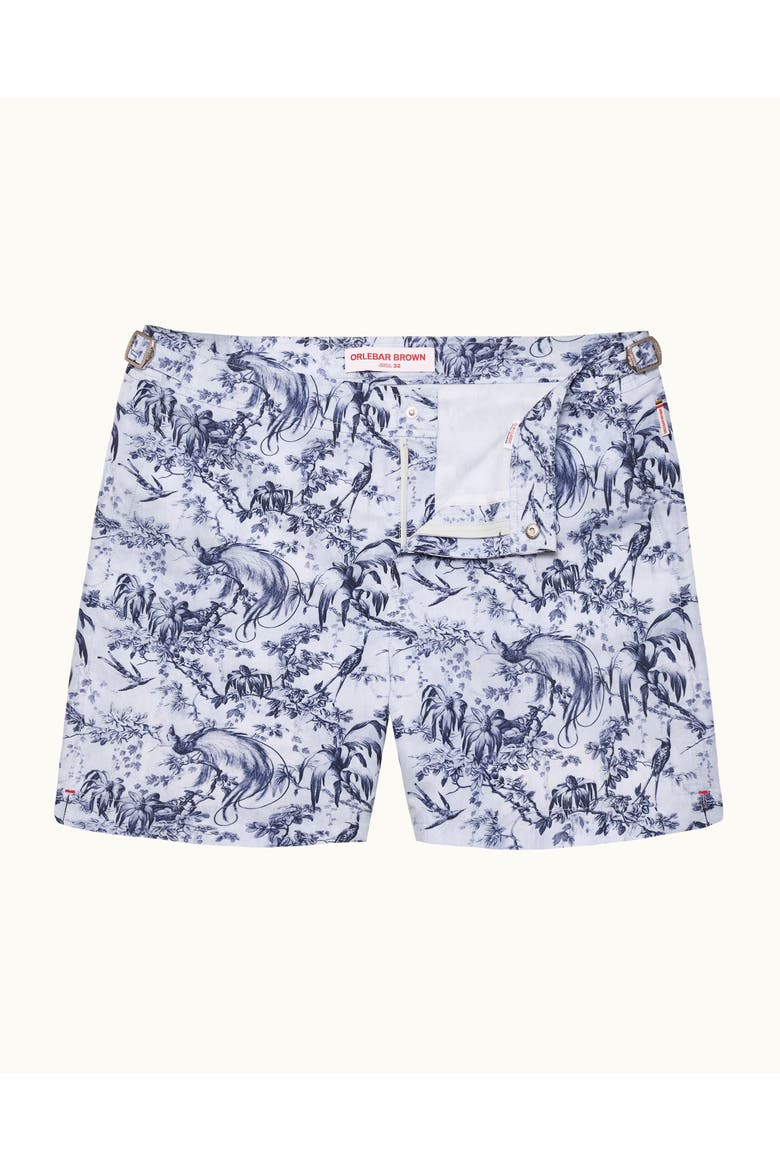 Bulldog Mid-Length Zephra Printed Swim Shorts, Alternate, color, Aero Blue