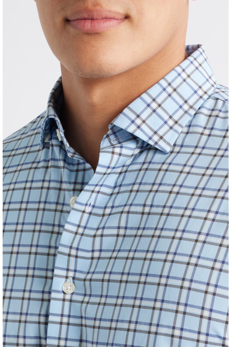 Jaden Check Stretch Button-Up Shirt, Alternate, color, MALIBLU