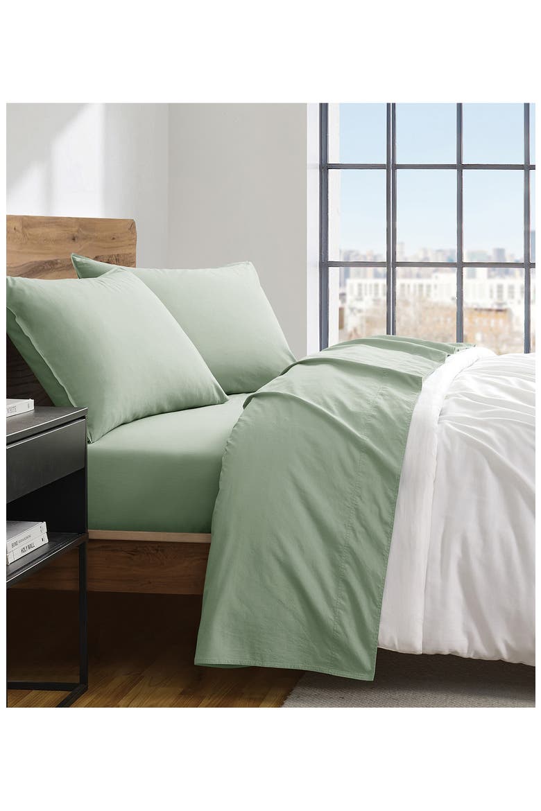 Vintage Washed Cotton Sheet Set, Alternate, color, GREEN