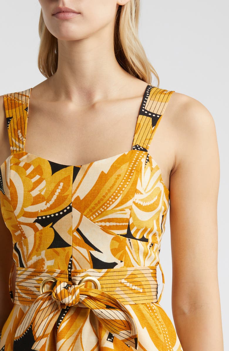 Tahari ASL Abstract Floral Belted Midi Dress, Alternate, color,