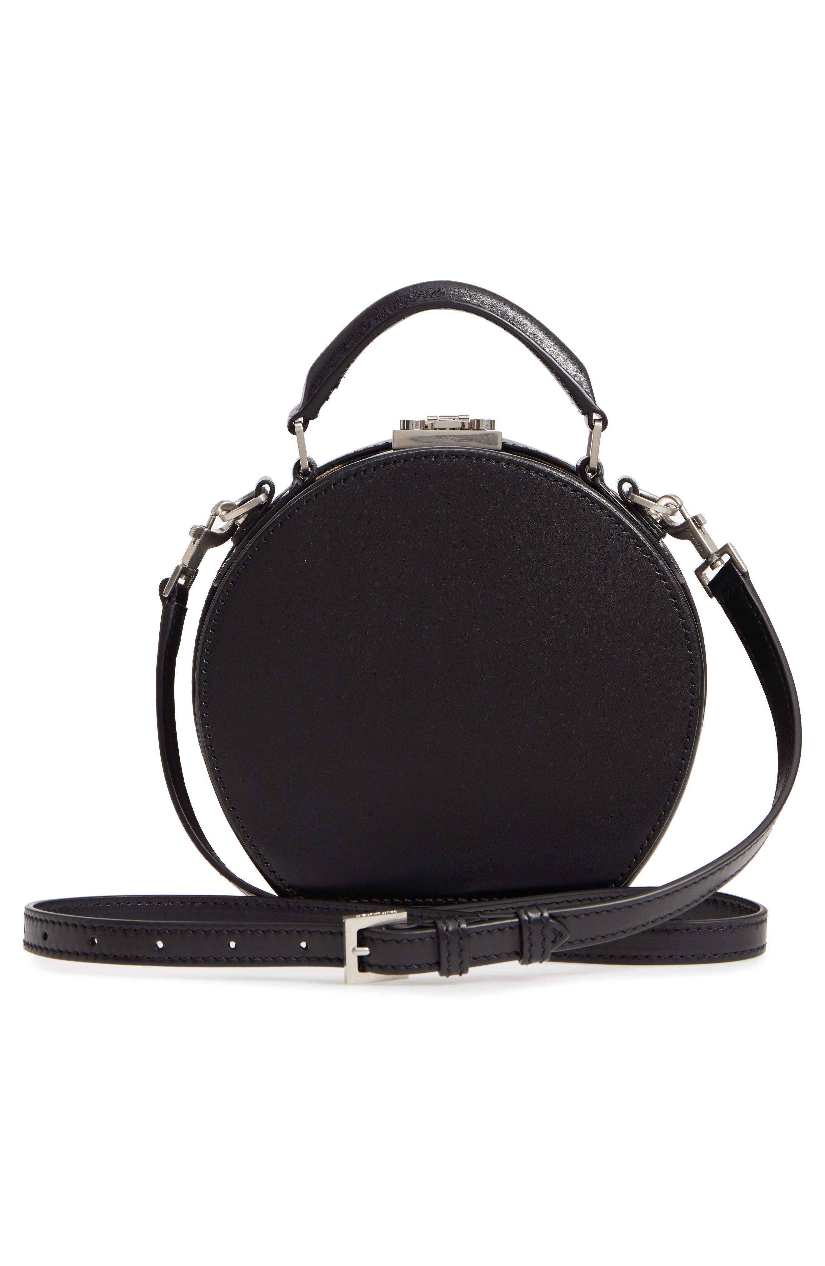 Saint Laurent Small Mica Leather Hat Box, Alternate, color, 