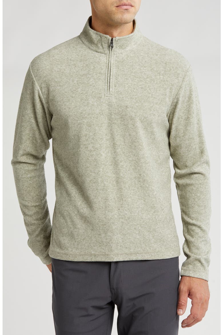 Heather Chenille Quarter Zip Pullover, Main, color, FROSTY GREEN HEATER