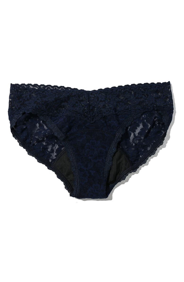 Hanky Panky x Saalt Signature Lace<sup>®</sup> Leakproof V-kini Bikini, Alternate, color, Navy