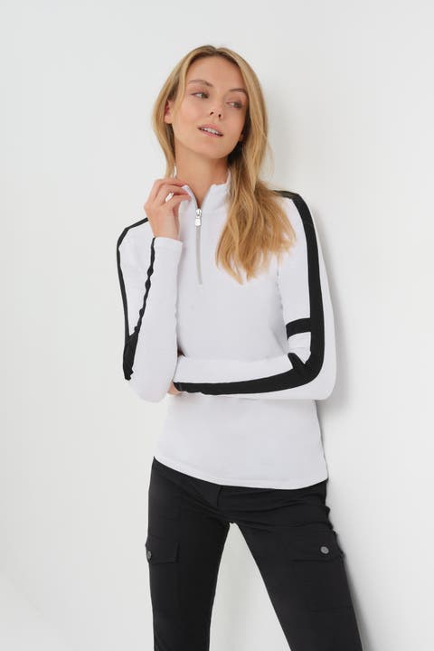 Stacey Sport Striped Zip-Up Top