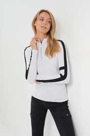 Anatomie Stacey Sport Striped Zip-Up Top