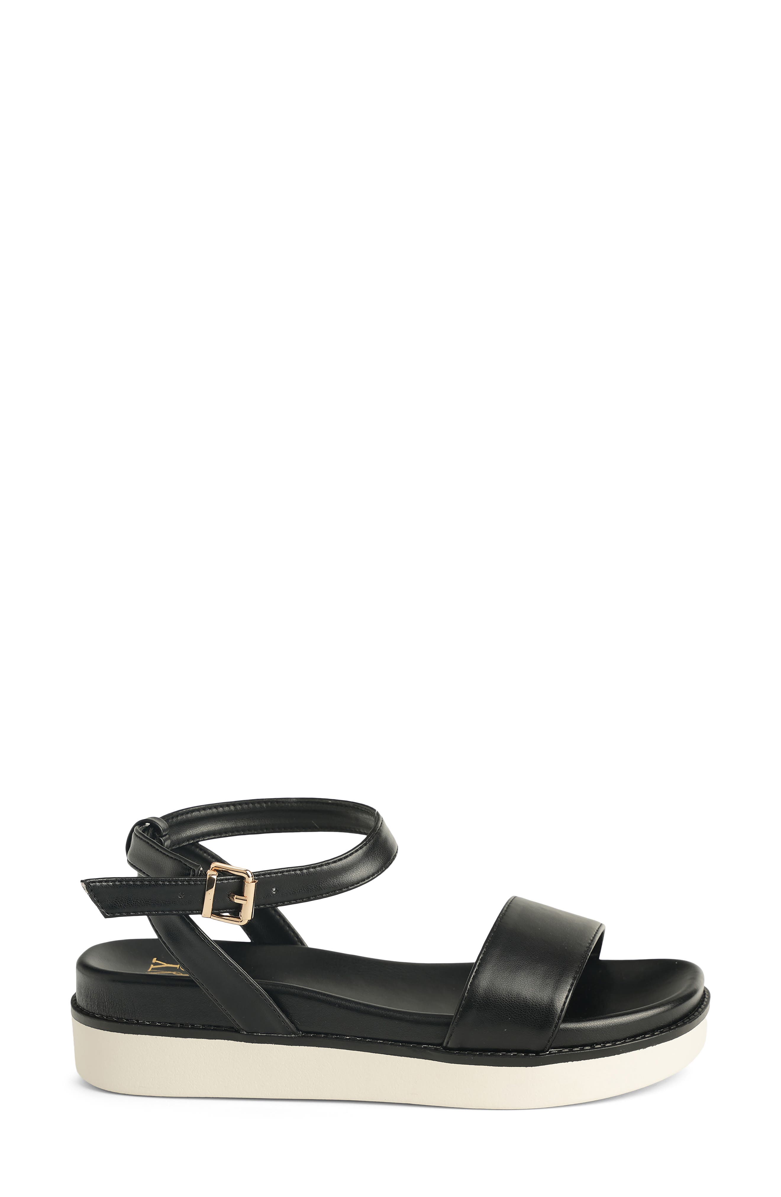 NEW YORK AND COMPANY Charli Ankle Strap Platform Sandal, Alternate, color, Black