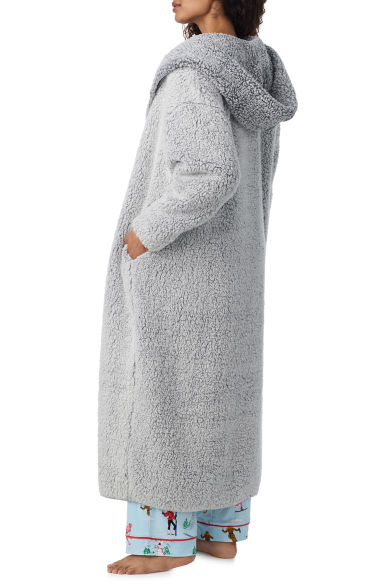 Duvet Hooded High Pile Fleece Coat, Alternate, color, GREY