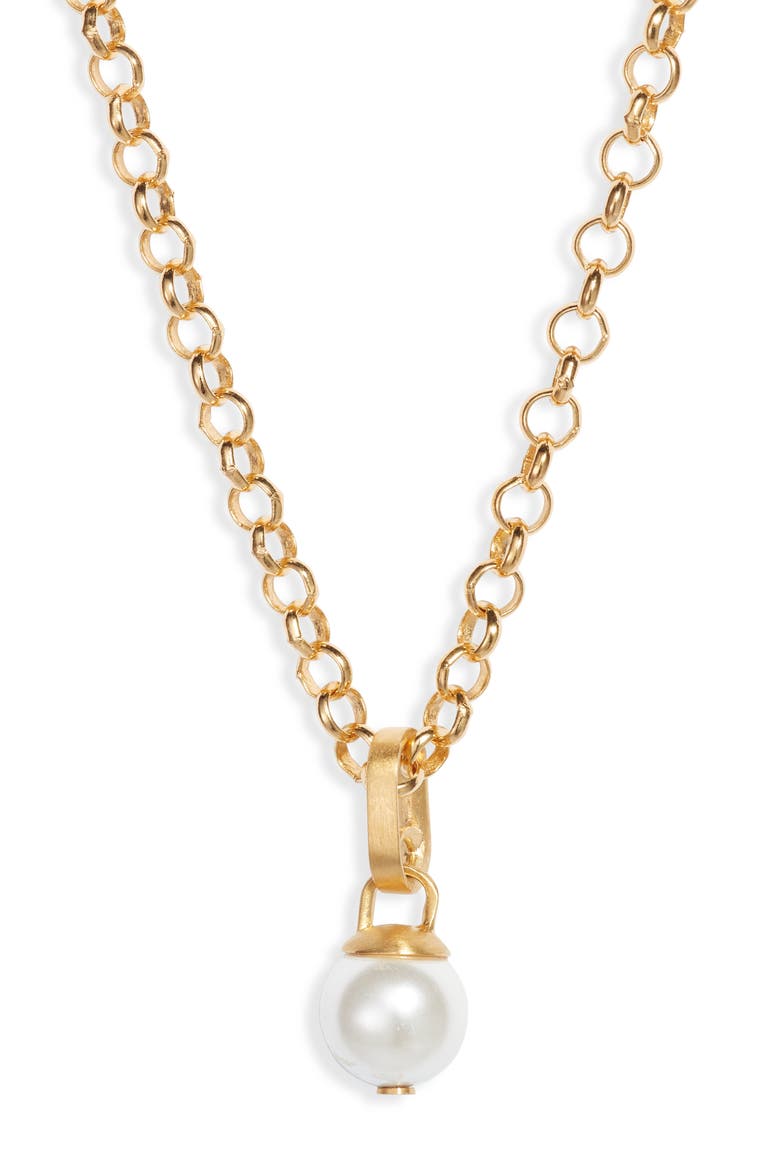 Manhattan Pendant Necklace, Main, color, PEARL/ GOLD