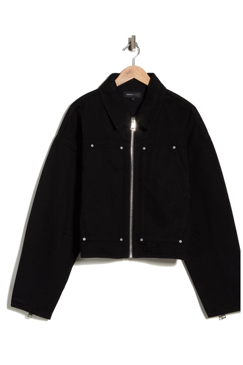 Cropped Carpenter Jacket, Alternate, color, BLACK