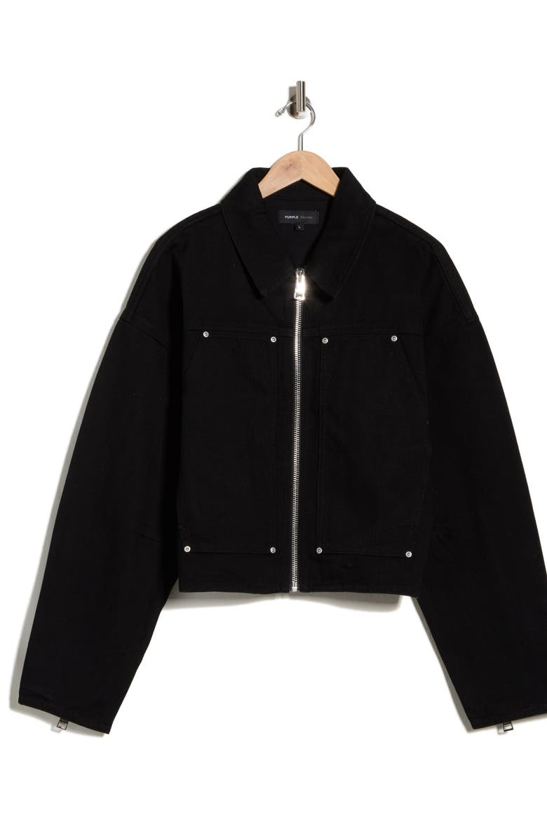PURPLE BRAND Cropped Carpenter Jacket, Main, color, Black