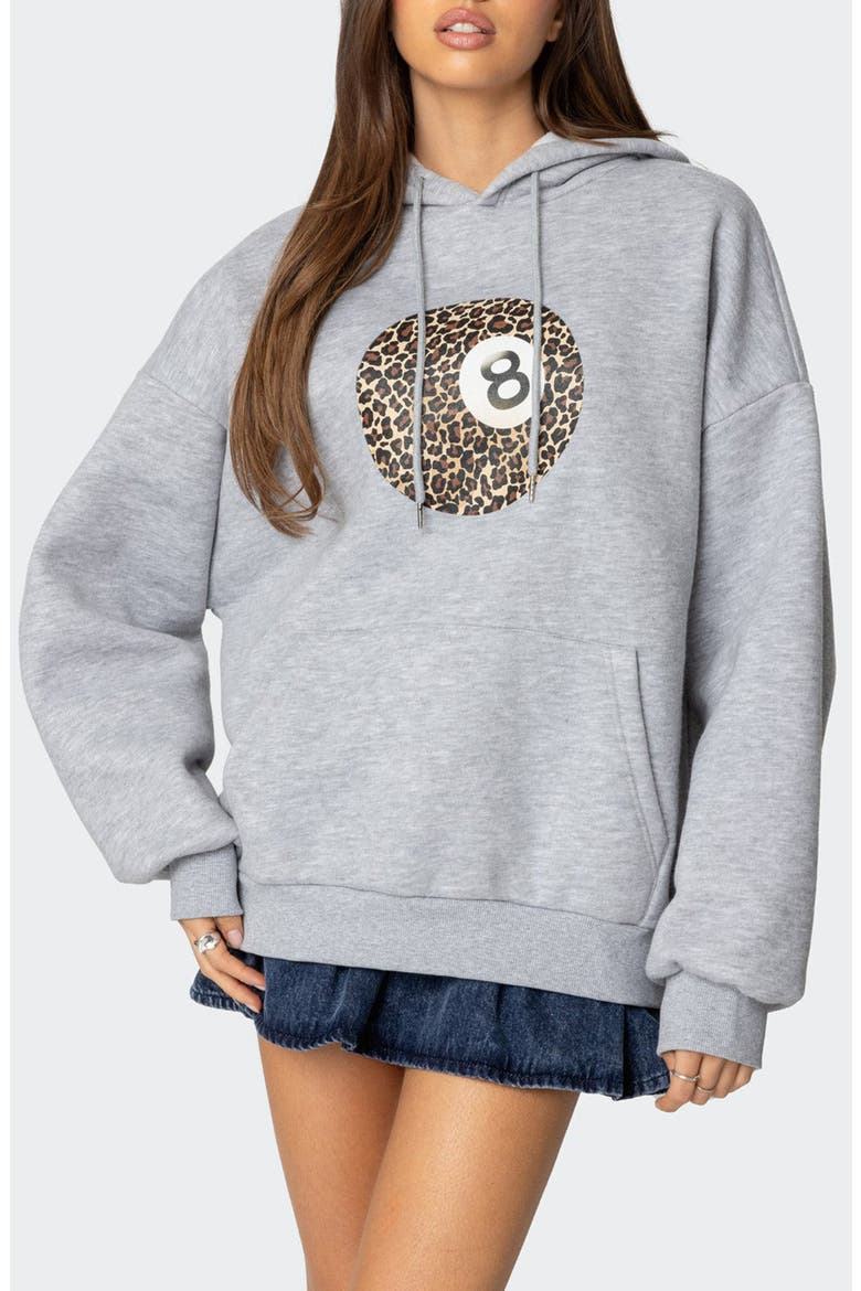 Leopard 8 Oversize Hoodie, Main, color, GRAY-MELANGE