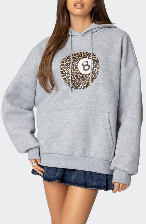 Edikted Leopard 8 Oversize Hoodie In Gray-melange