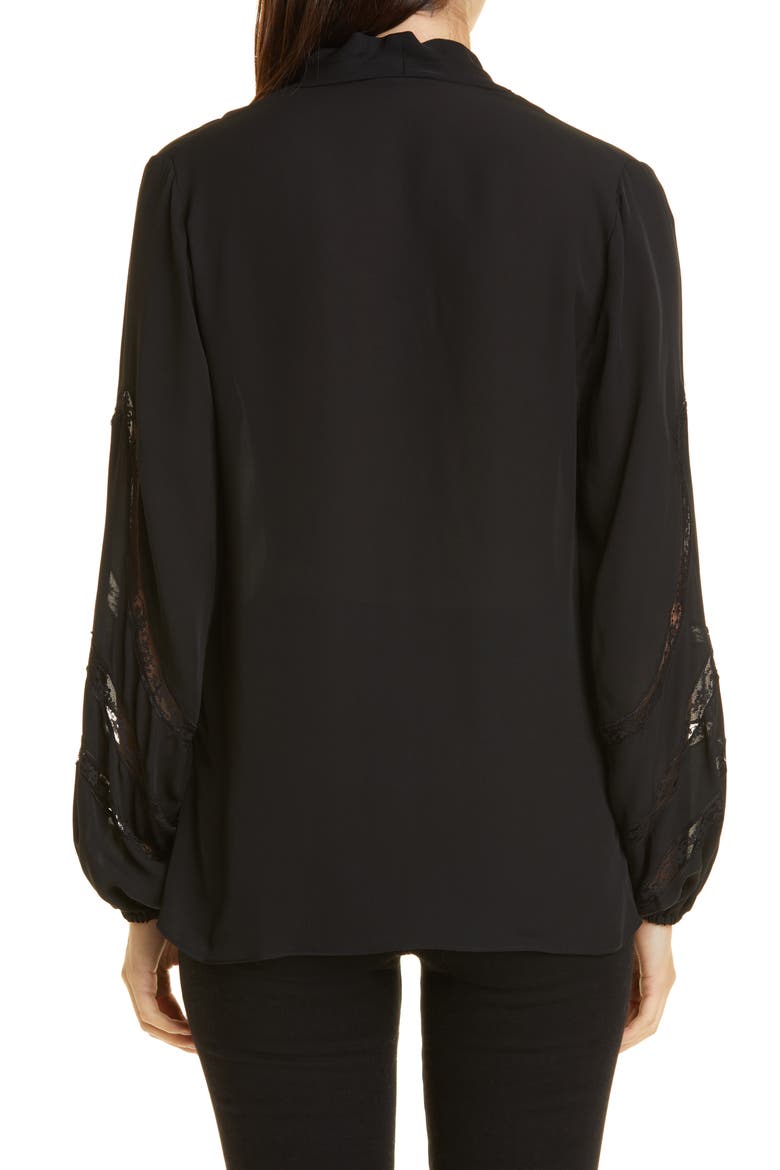 Lala Silk Blouse, Alternate, color, BLACK