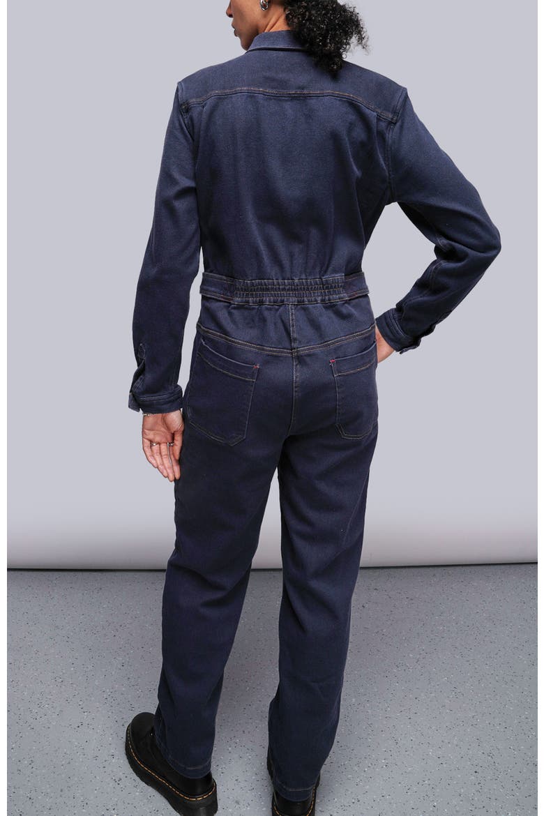 The Essential Denim Long Sleeve High Waisted Coverall, Alternate, color, NAVY