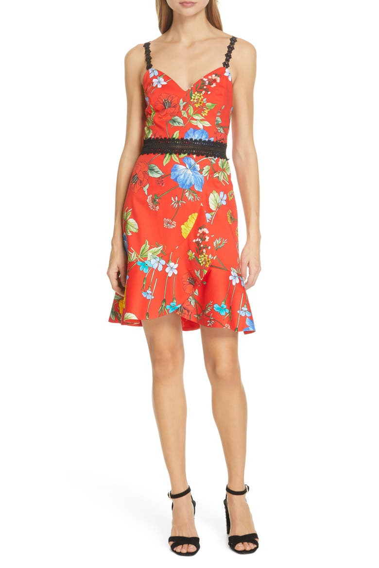 Kirby Floral Tulip Hem Dress, Main, color, SEINE GARDEN STRP BT POPPY/ MT