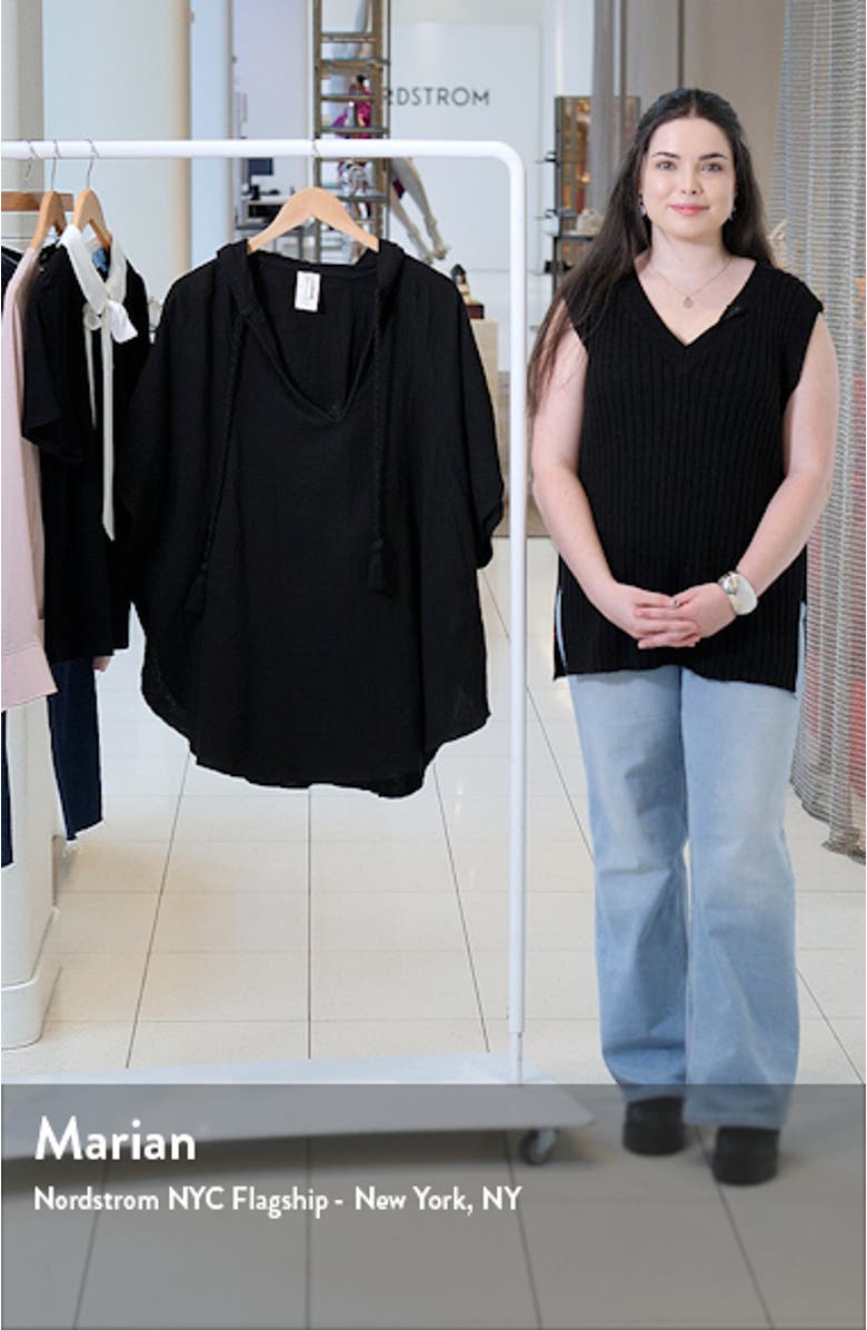 Serene Cotton Gauze Hooded Cover-Up Poncho, sales video thumbnail