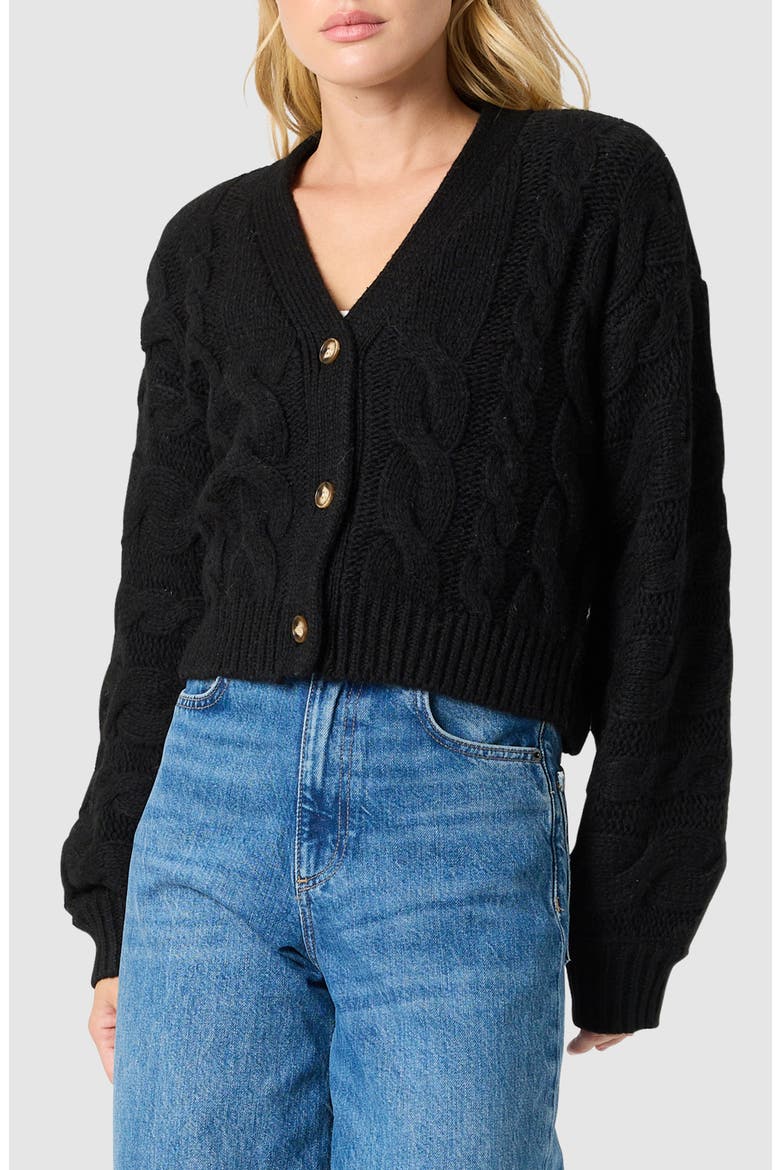 Cable Stitch Cardigan, Main, color, BLACK