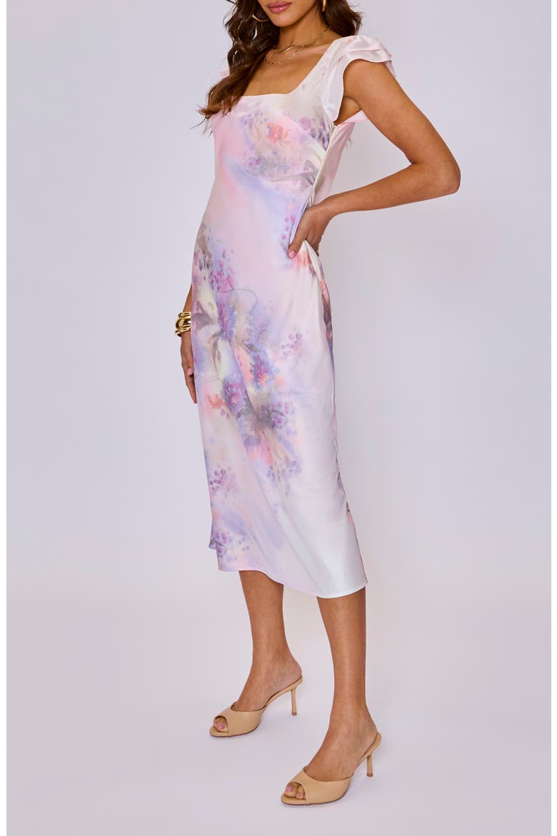 Aura Floral Satin Midi Slipdress, Alternate, color, LILAC MULTI