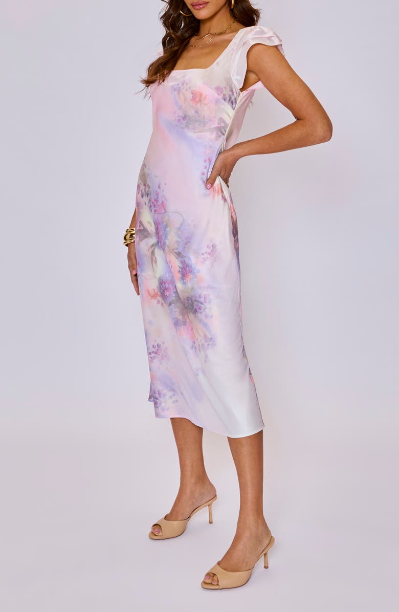 VICI Collection Aura Floral Satin Midi Slipdress, Alternate, color, 