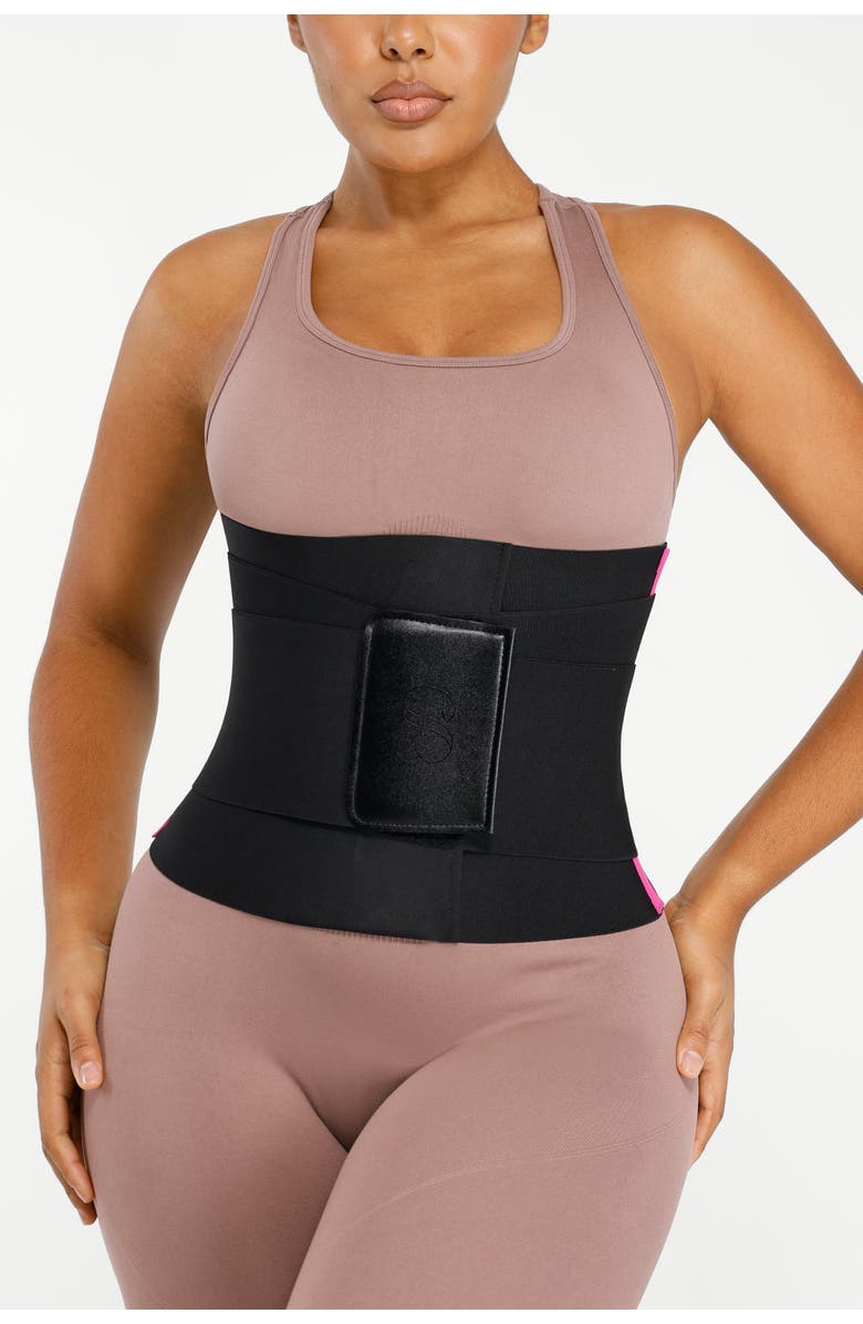 Shapellx AirSlim Triple Compression Latex Waist Trainer, Alternate, color, Black Contrast Pink