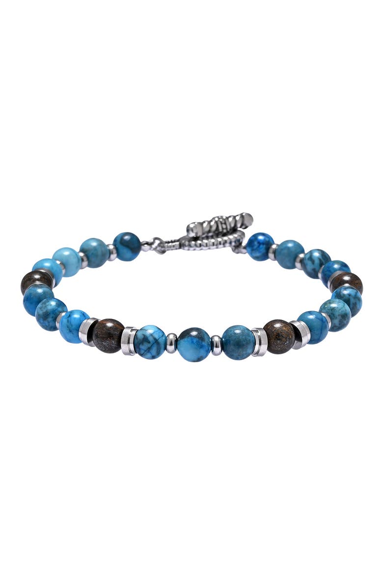 Men's Sebastian Agate Beaded Bracelet, Main, color, TEAL