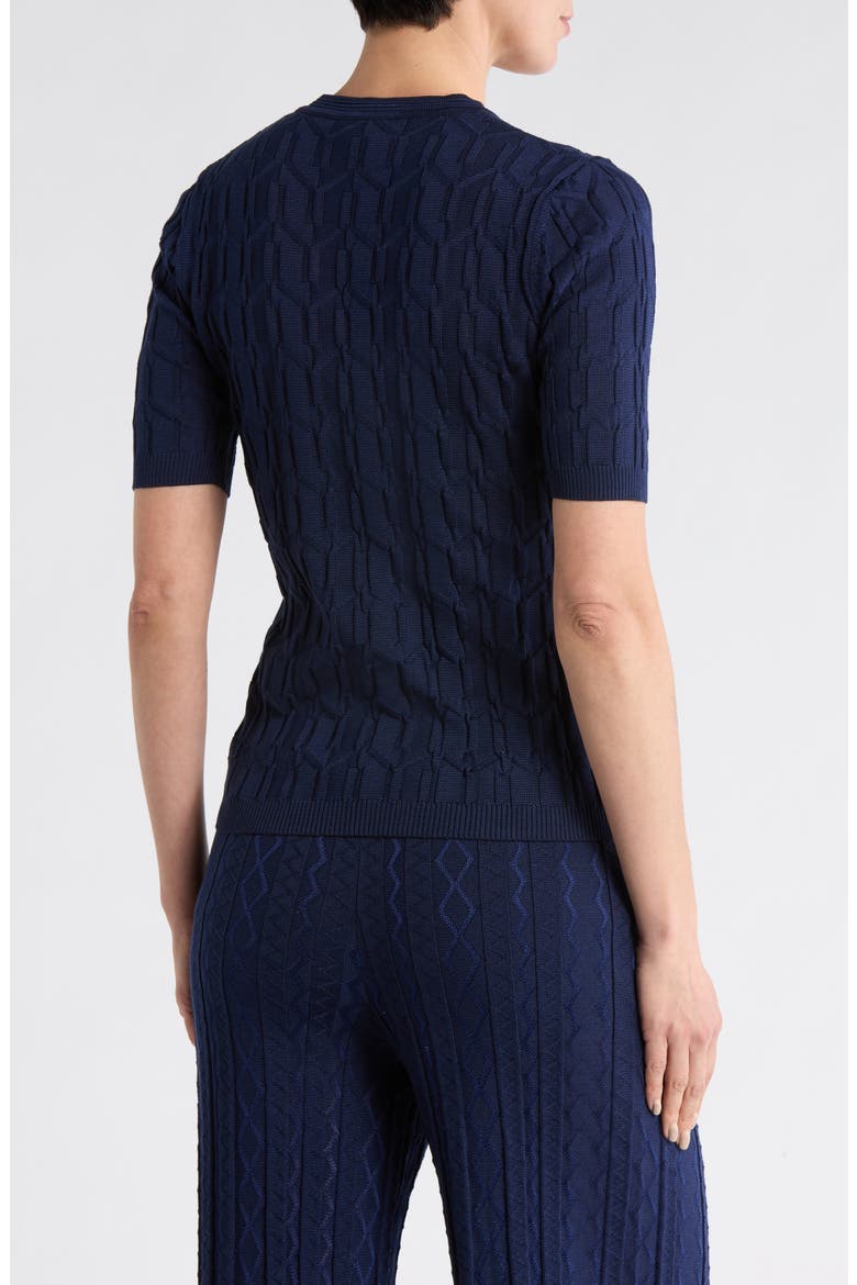Girocollo Short Sleeve Sweater, Alternate, color, NAVY TONES