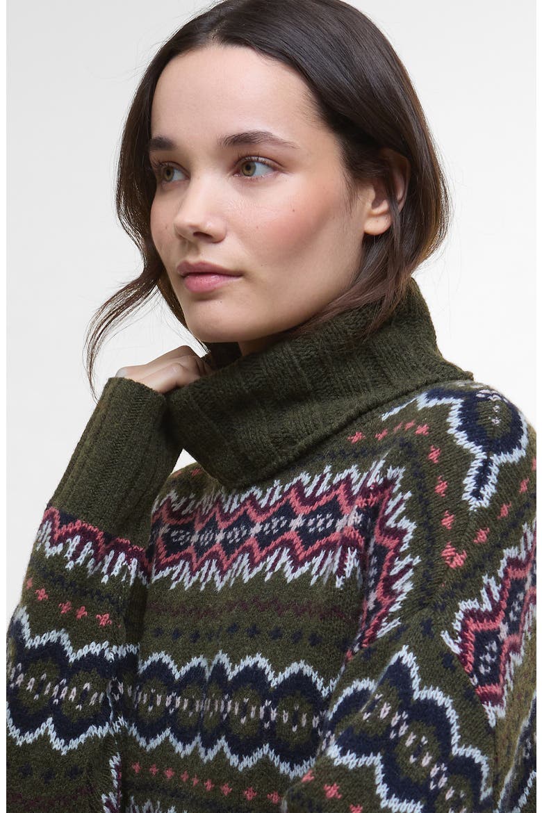 Helen Fair Isle Wool Blend Turtleneck Tunic Sweater, Alternate, color, OLIVE MULTI