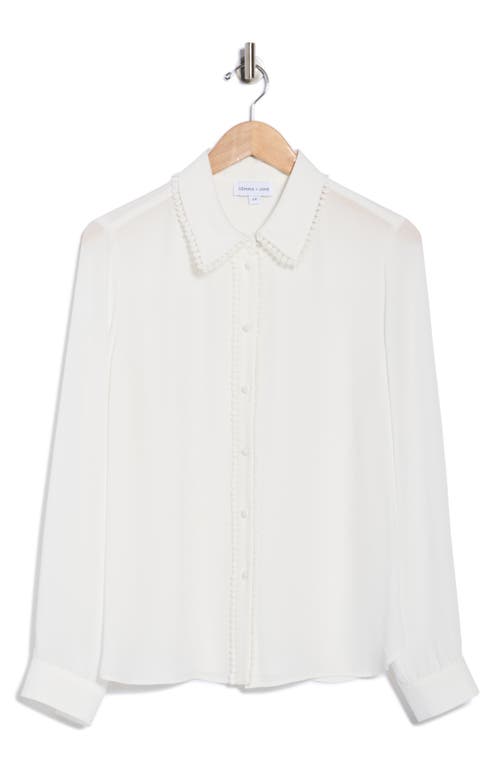 Gemma + Jane Lace Trim Button-up Shirt In White