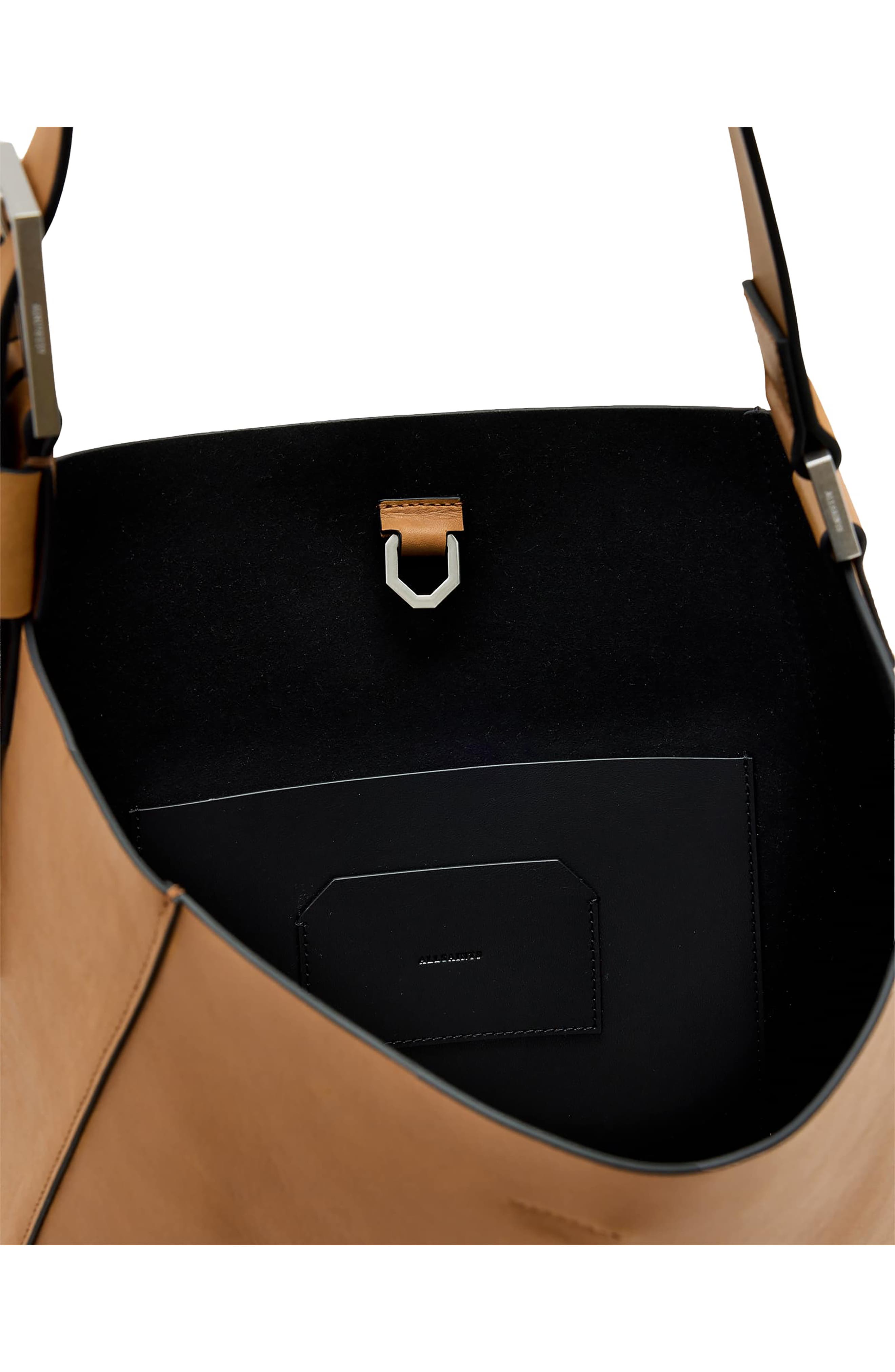 AllSaints Luna Leather Hobo Bag, Alternate, color, Toffee Brown