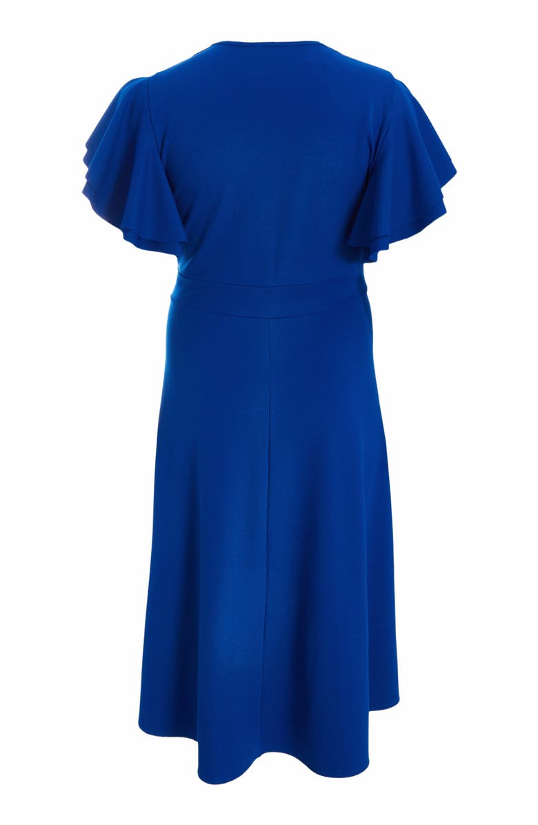 QUIZ Plus Size Buckle Dip Hem Dress, Alternate, color, 