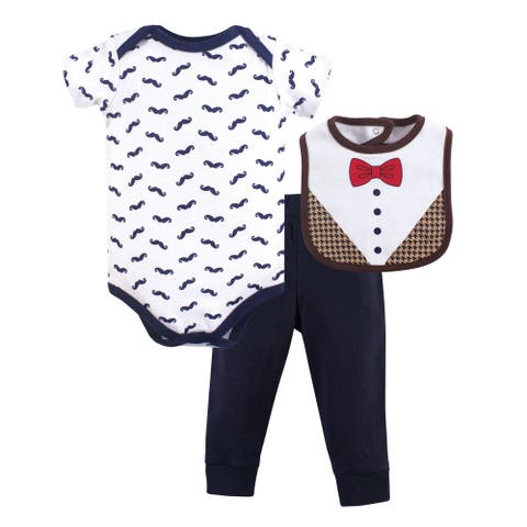 Cotton Bodysuit, Pant and Bib Set (Baby)