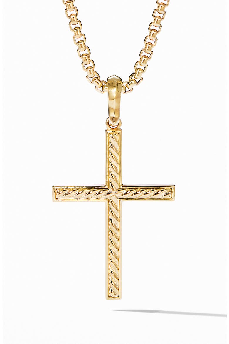 Modern Renaissance Cross Pendant in 18K Yellow Gold with Diamonds, Alternate, color, YELLOW GOLD/ DIAMOND