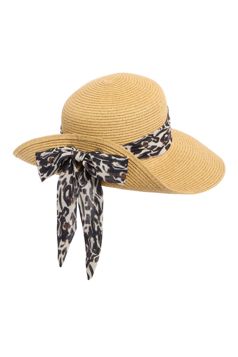 Classic Flip Up Bow Floppy Hat, Alternate, color, LEOPARD