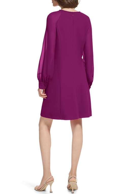 Calvin Klein Sheer Long Sleeve A-line Dress In Purple