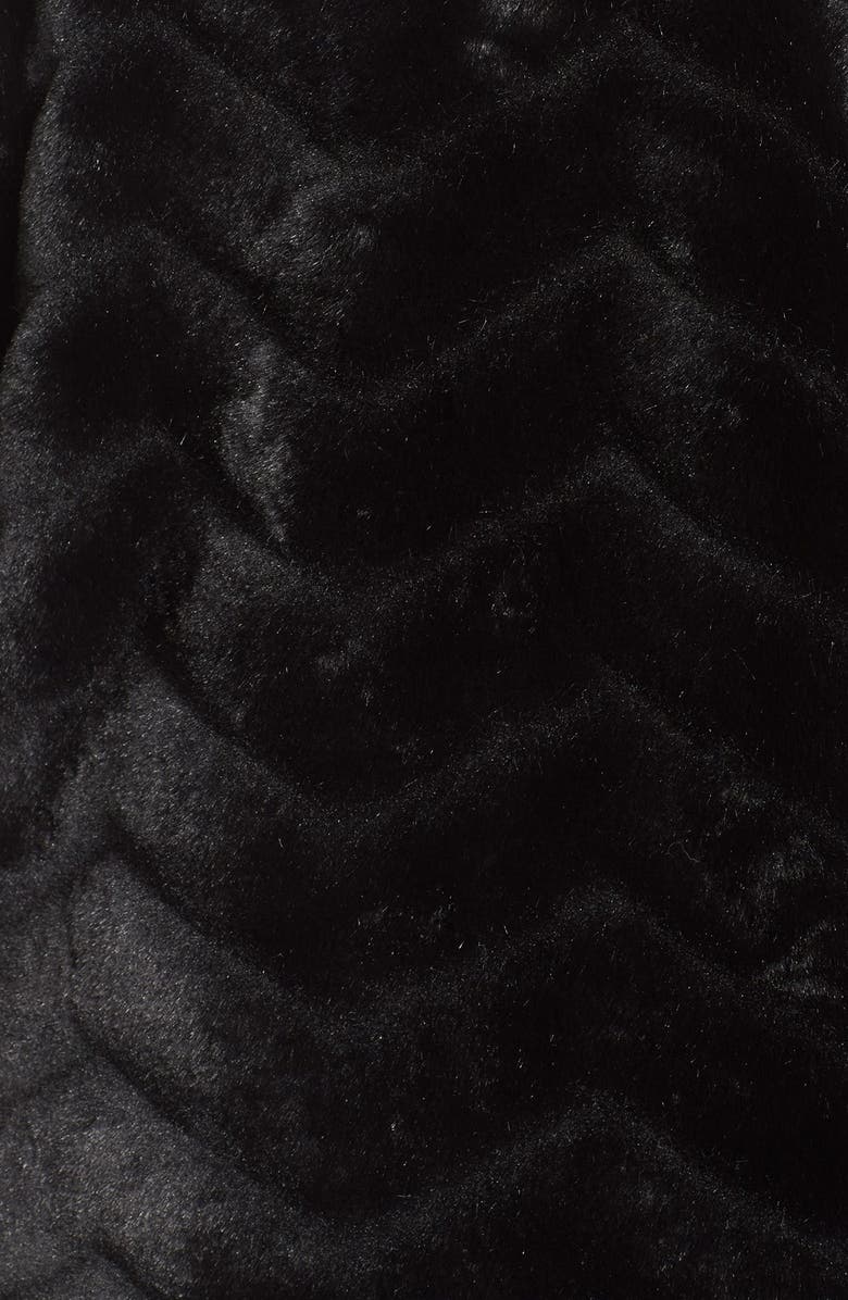 Gallery Hooded Chevron Faux Fur Coat, Alternate, color, 