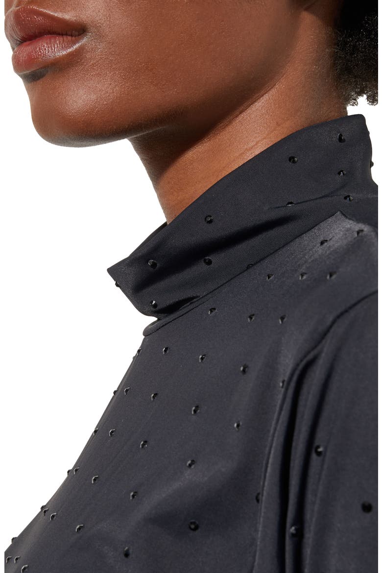 Crystal Detail Mock Neck Top, Alternate, color, BLACK